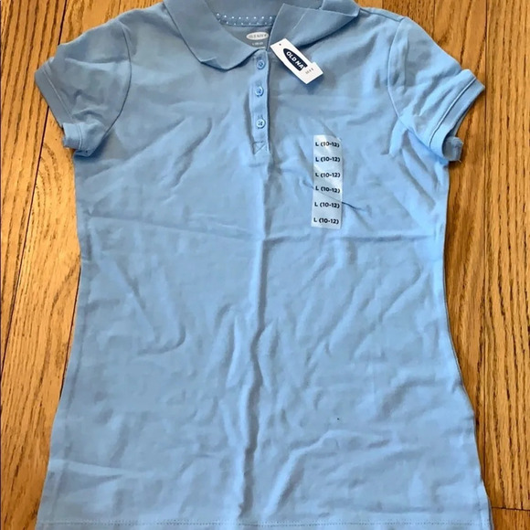 NWT! Girl’s Light blue polo short sleeve collared shirt Large 10/12 - Picture 1 of 1
